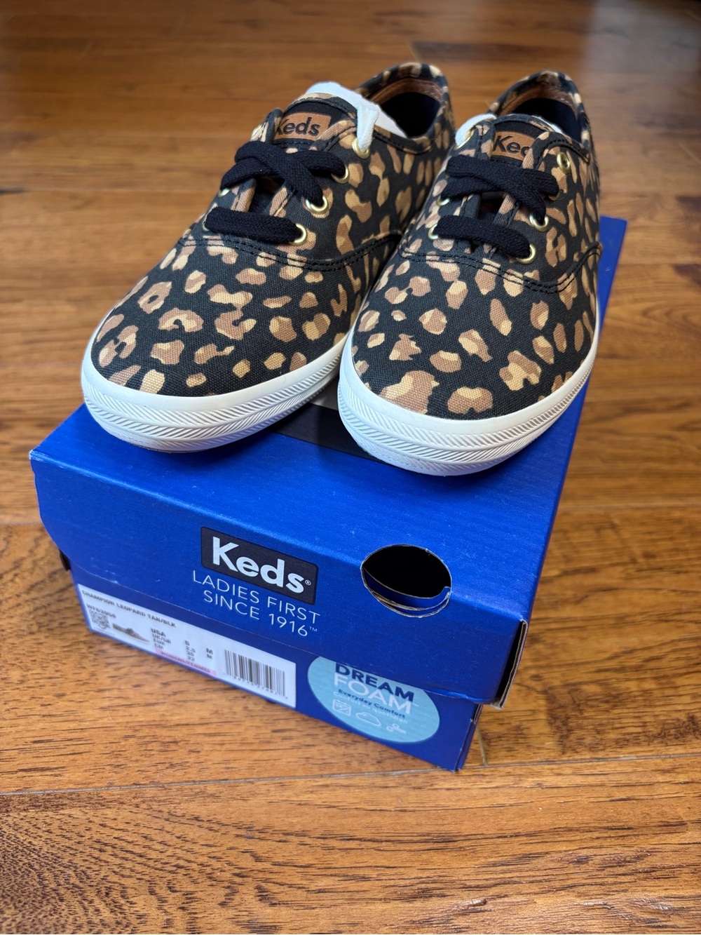 Keds Women’s Leopard Print Canvas Sneakers - Black and Tan